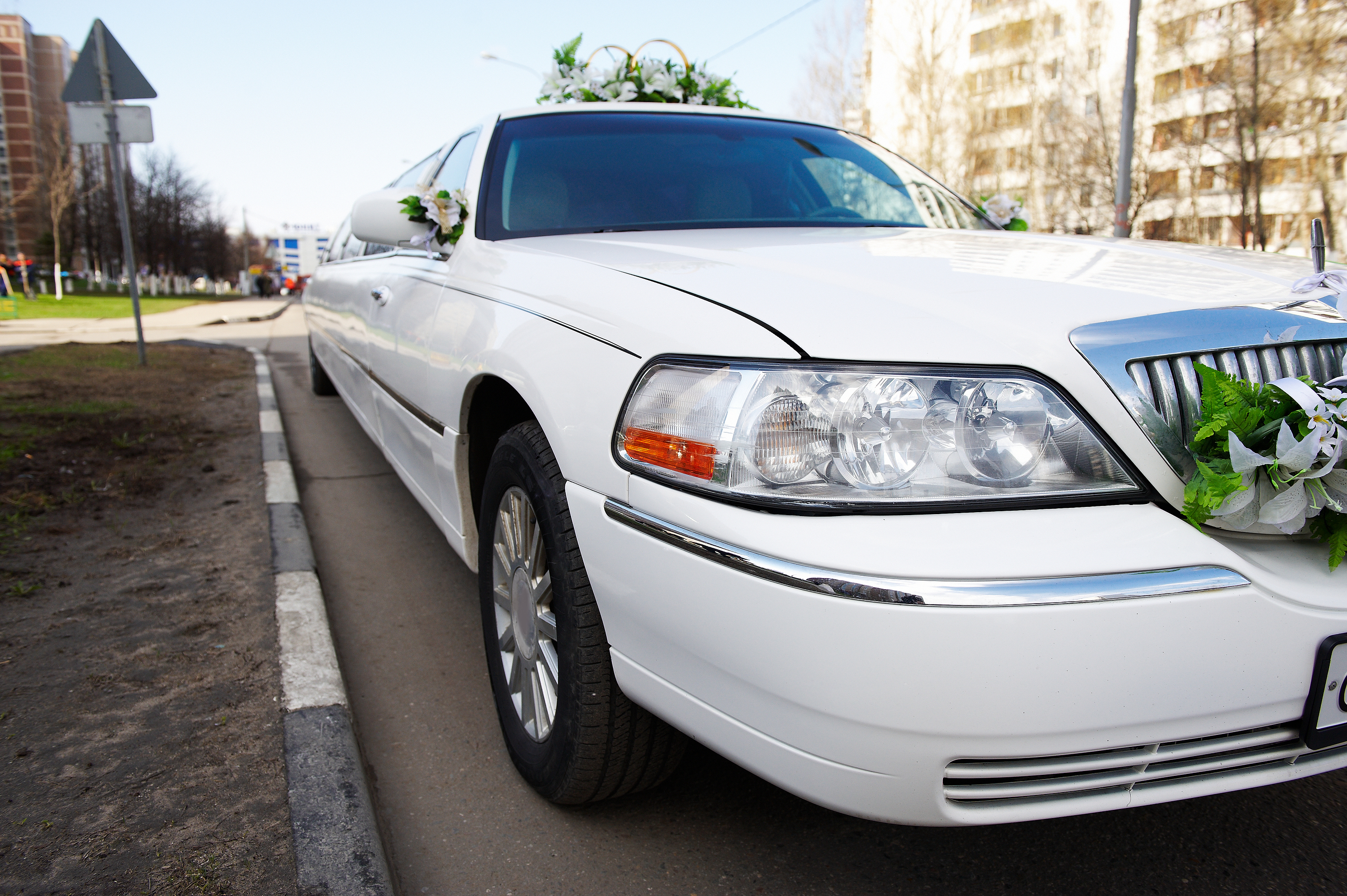 Wedding Limousine On City Street